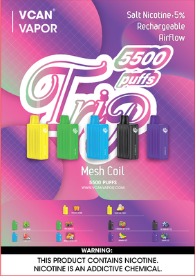 프캔 브랜드 메쉬 코일 최저 기류 버릴 수 있는 전자 담배 5500 퍼프